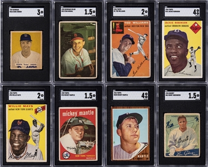 1934-1962 Topps And Assorted Brands Hall Of Famers - SGC Graded Collection(8 Different) 